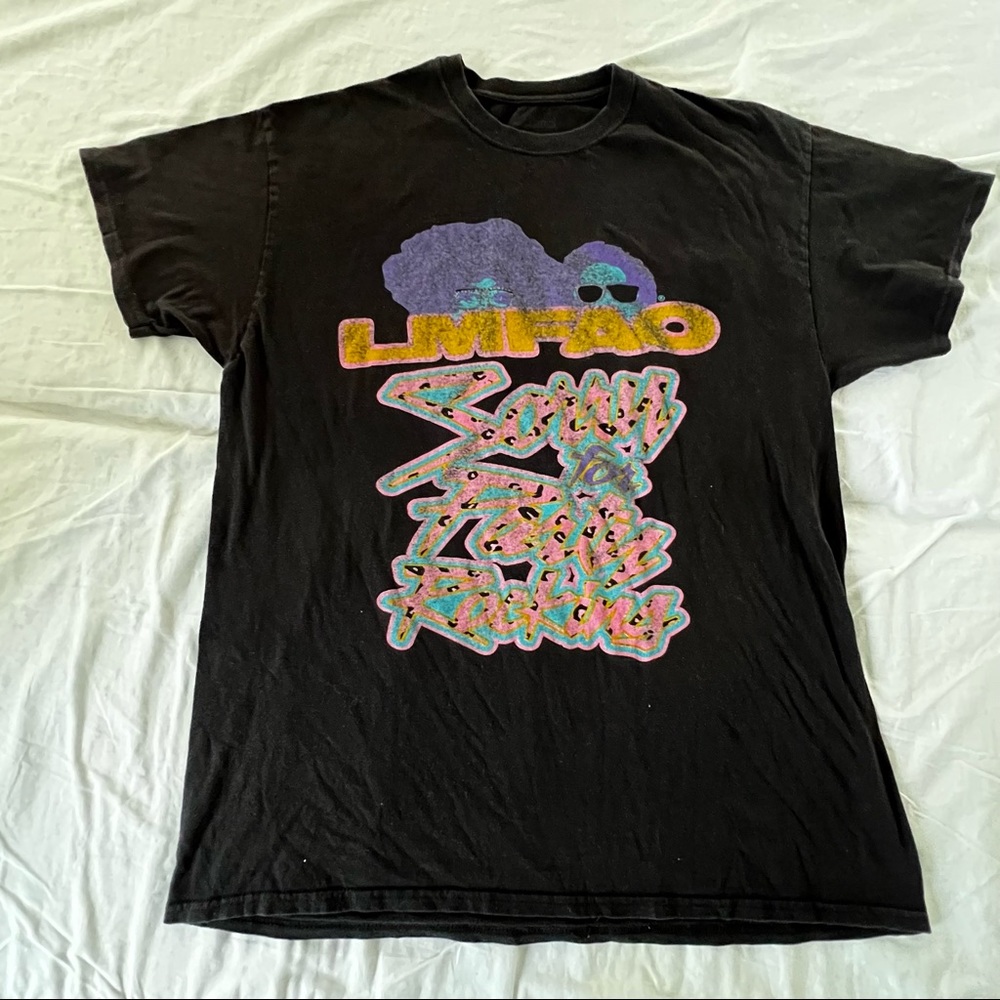 LMFAO Sorry For Party Rocking tour merch tee L fading
